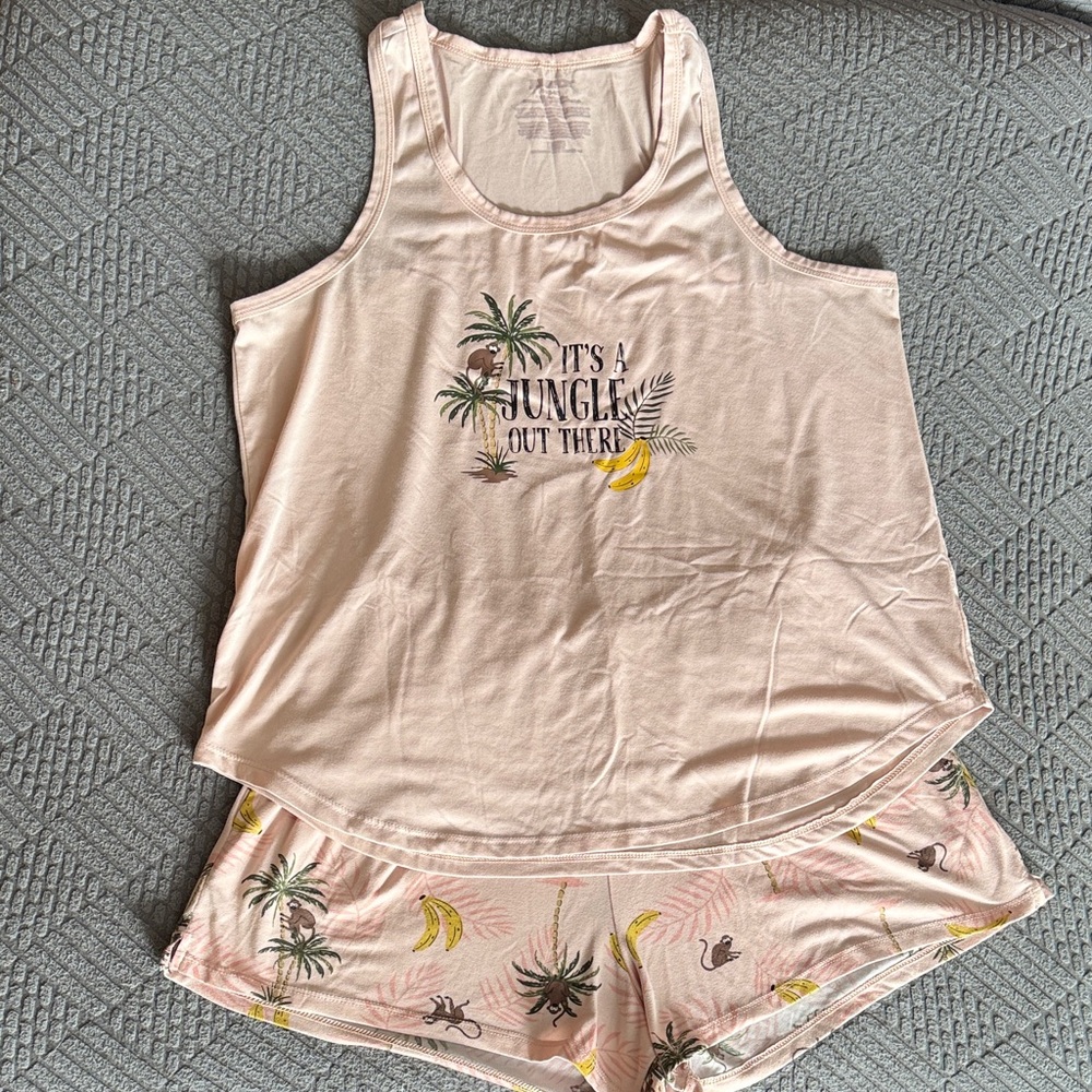 Pink Jungle Print Tank and Shorts Set